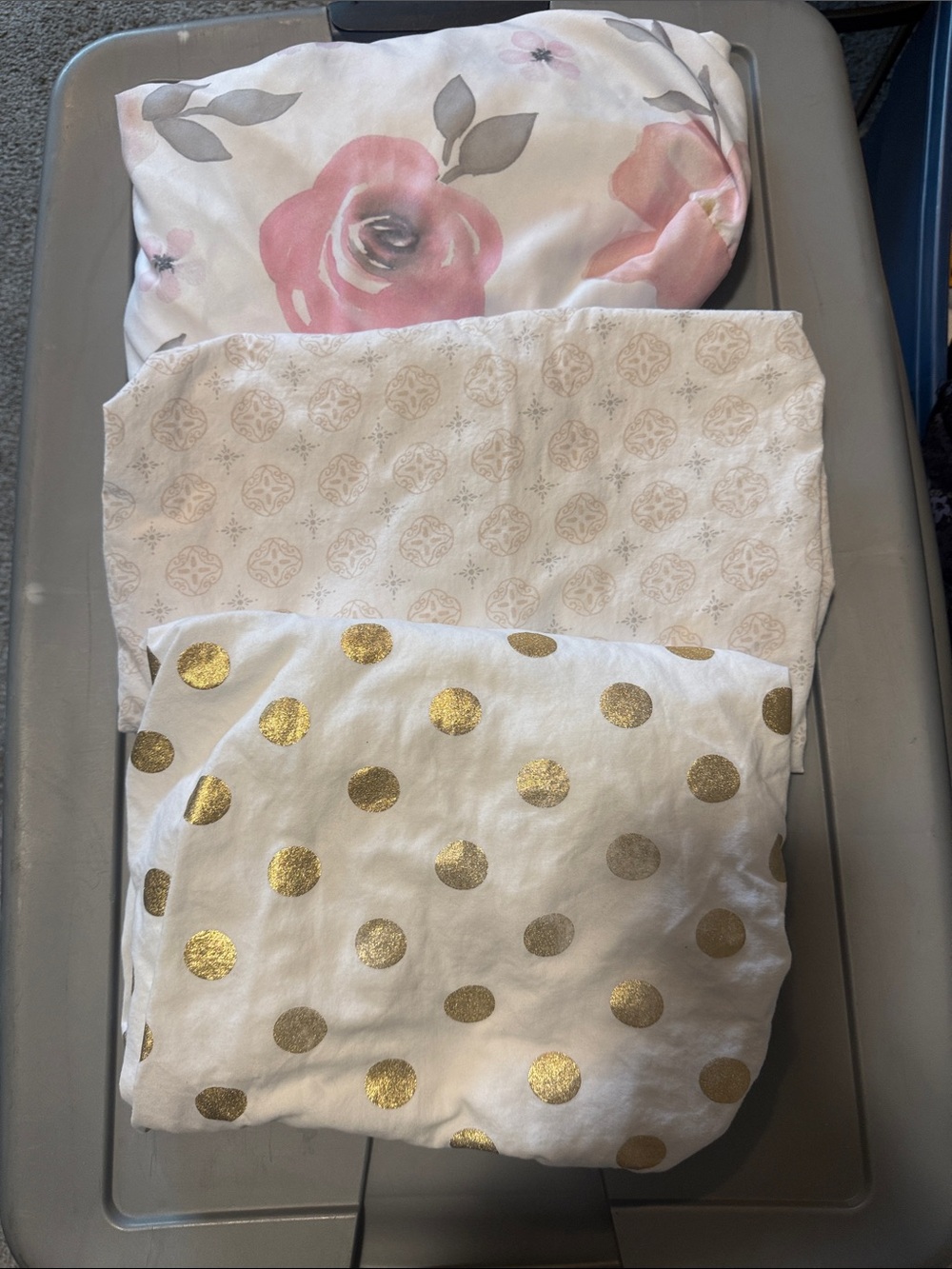 White Bedding Sheet Set with Gold Polka Dot Accent